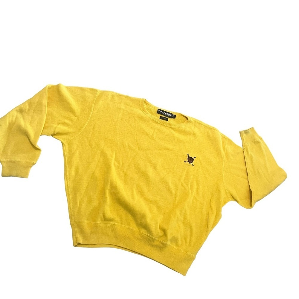 Vintage Polo Ralph Lauren Golf Crew Neck Yellow Sweater With Logo Hong Kong L - Picture 8 of 8